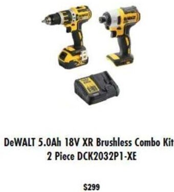 Mitre 10 DeWalt 5.0Ah 18V XR Brushless Combo Kit 2 PIece DCK2032P1-XE offer
