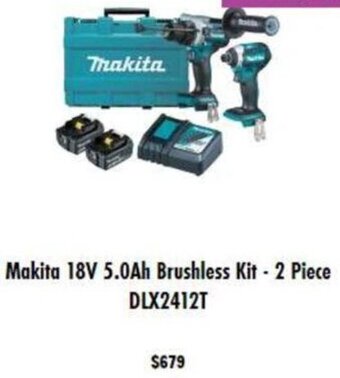 Mitre 10 Makita 18V 5.0Ah Brushless Kit - 2 Piece DLX2412T offer