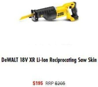 Mitre 10 DeWalt 18V XR Li-Ion Reciprocating Saw Skin offer