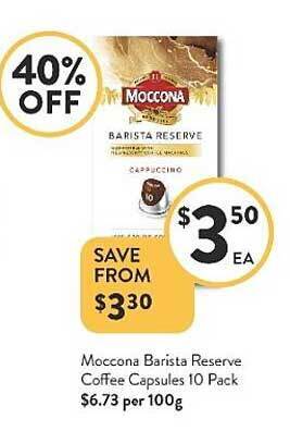 Foodworks Moccona Barista Reserve Coffee Capsules 10 Pack offer