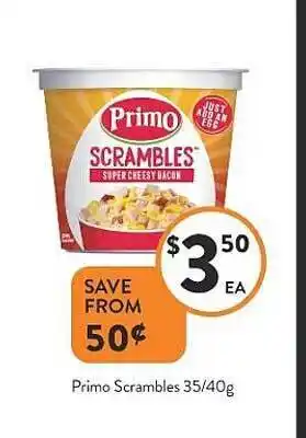 Foodworks Primo Scrambles offer
