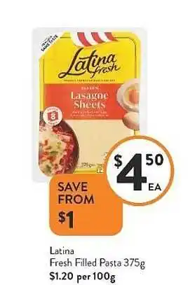 Foodworks Latina Fresh Filled Pasta 375g offer