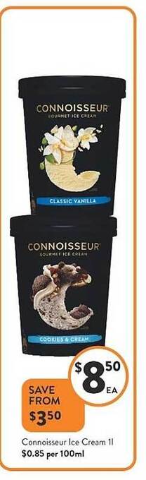 Foodworks Connoisseur Ice Cream 1l offer