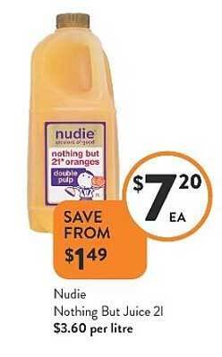 Foodworks Nudie Nothing But Juice 2l offer