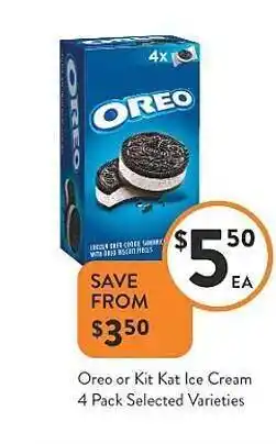 Foodworks Oreo Or Kit Kat Ice Cream 4 Pack offer