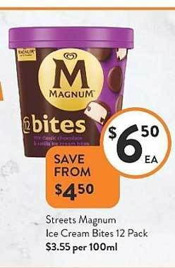 Foodworks Streets Magnum Ice Cream Bites 12 Pack offer