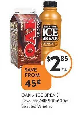Foodworks Oak Or Ice Break Flavoured Milk offer