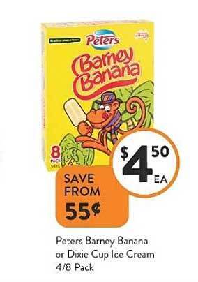Peters Barney Banana Or Dixie Cup Ice Cream