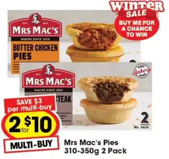 Mrs Mac's Pies 310-350g 2 Pack