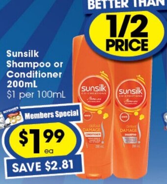 Ritchies Sunsilk Shampoo or Conditioner 200ml offer