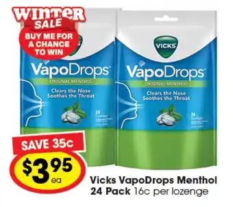 Vicks VapoDrops Menthol 24 Pack