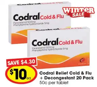 Ritchies Codral Relief Cold & Flu + Decongestant 20 Pack offer