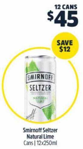 BWS Smirnoff Seltzer Natural Lime offer