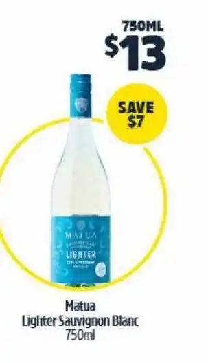 BWS Matua Lighter Sauvignon Blanc 750ml offer