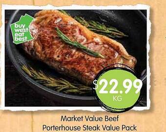 Spudshed Market Value Beef Porterhouse Steak Value Pack offer