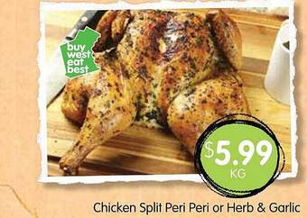Spudshed Chicken Split Peri Peri Or Herb & Garlic offer