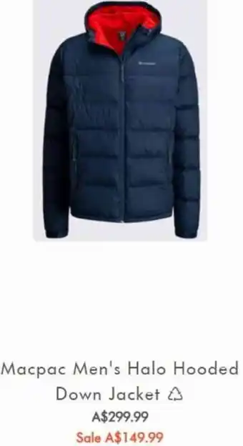 Ray's Outdoor Macpac Men's Halo Hooded Down Jacket offer