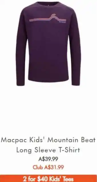 Macpac Kid's Mountain Beat Long Sleeve T-Shirt
