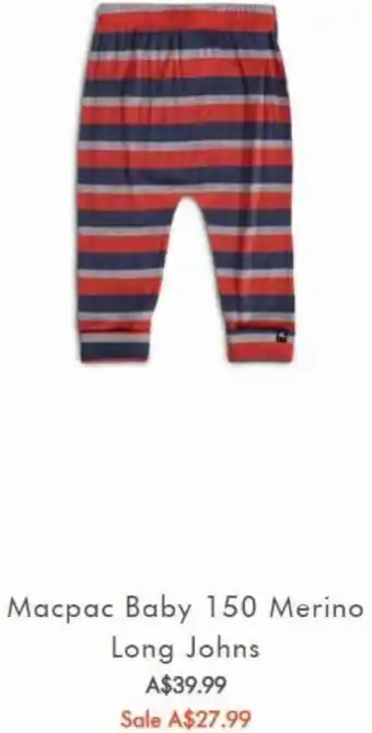 Macpac Baby 150 Merino Long Johns