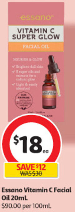 Coles Essano Vitamin C Facial Oil 20ml offer