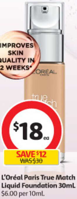 Coles L'oréal Paris True Match Liquid Foundation 30ml offer