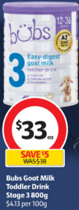 Bubs Goat Milk Toddler Drink Stage 3 800g
