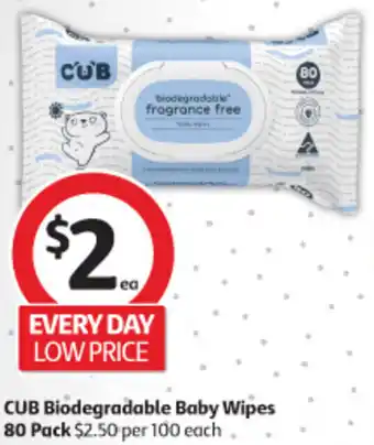 CUB Biodegradable Baby Wipes 80 Pack