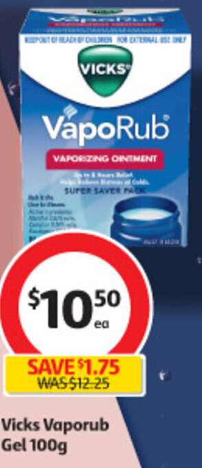 Coles Vicks Vaporub Gel 100g offer