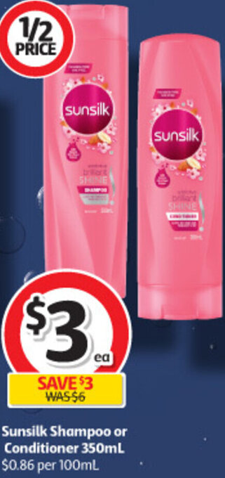 Coles Sunsilk Shampoo or Conditioner 350ml offer