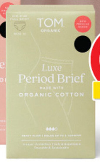 Coles TOM Organic Luxe Period Brief Mid-Rise Full Brief 1 Pack offer