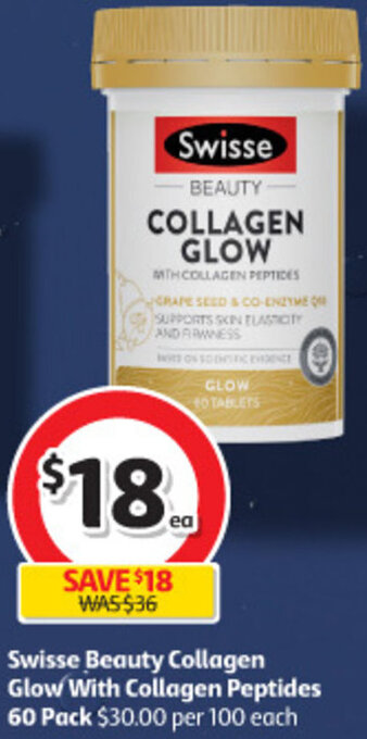 Coles Swisse Beauty Collagen Glow With Collagen Peptides 60 Pack offer