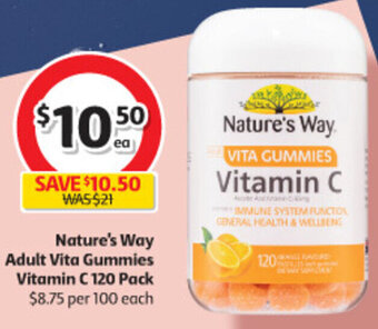Coles Nature's Way Adult Vita Gummies Vitamin C 120 Pack offer