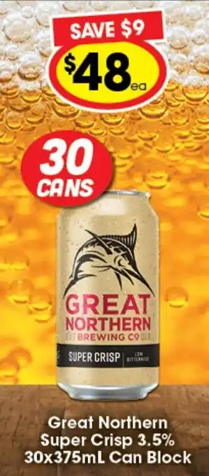 Ritchies Great Northern Super Crisp 3.5% 30x375ml Can Block offer