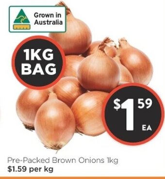 Foodworks Pre-Packed Brown Onions 1kg offer