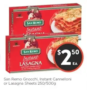 Foodworks San Remo Gnocchi, Instant Cannelloni or Lasagna Sheets 250/500g offer