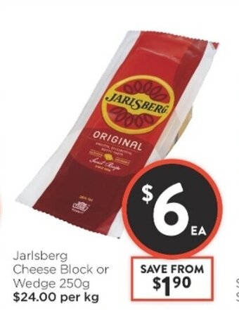 Foodworks Jarlsberg Cheese Block or Wedge 250g offer