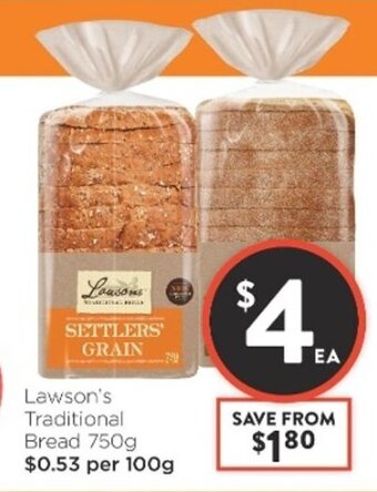 Foodworks Lawson's Traditional Bread 750g offer