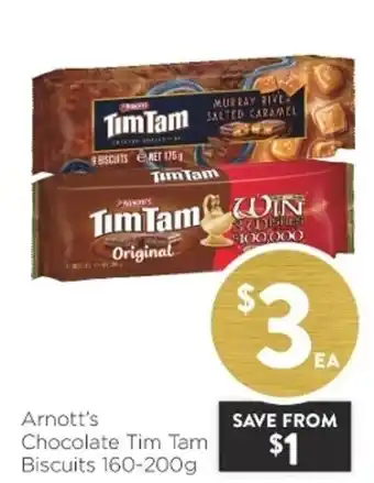 Foodworks Arnott's Chocolate Tim Tam Biscuits 160-200g offer