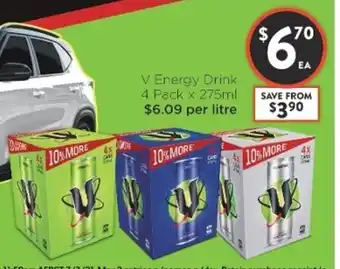 Foodworks V Energy Drink 4 Pack x 275ml offer