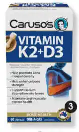 Caruso's Vitamin K2 + D3 60 Capsules