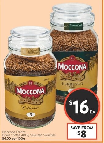 Foodworks Moccona Freeze Dried Coffee 400g Selected Varieties offer