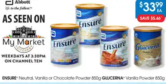 PharmaSave Ensure 850g/Glucerna 850g offer