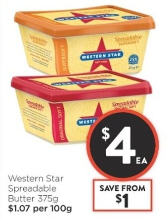 Foodworks Western Star Spreadable Butter 375g offer