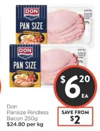 Foodworks Don Pansize Rindless Bacon 250g offer
