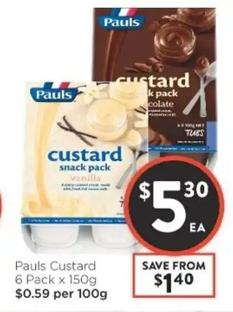 Foodworks Pauls Custard 6 Pack x150g offer