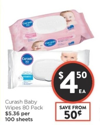 Foodworks Curash Baby Wipes 80 Pack offer