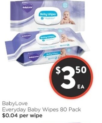 Foodworks BabyLove Everyday Baby Wipes 80 Pack offer