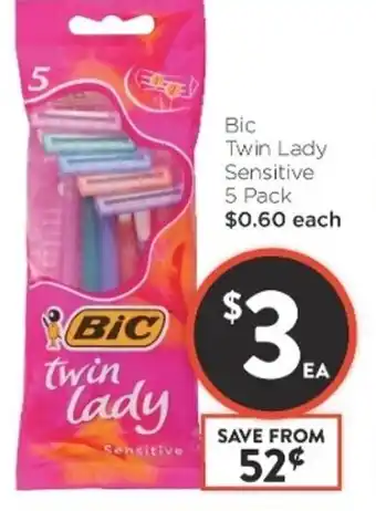 Foodworks Bic Twin Lady Sensitive 5 Pack offer