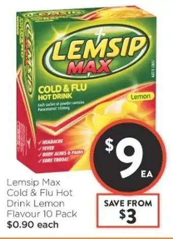 Foodworks Lempsip Max Cold & Flu Hot Drink Lemon Flavour 10 Pack offer