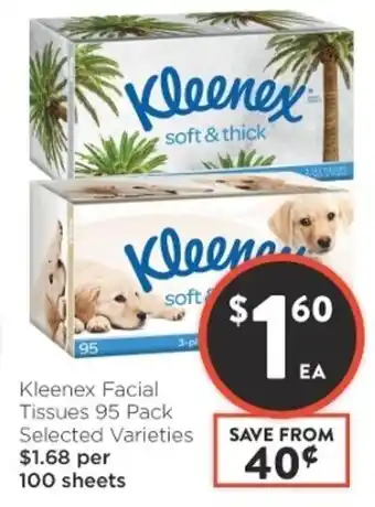 Foodworks Kleenex Facial Tissues 95 Pack Selected Varieties offer